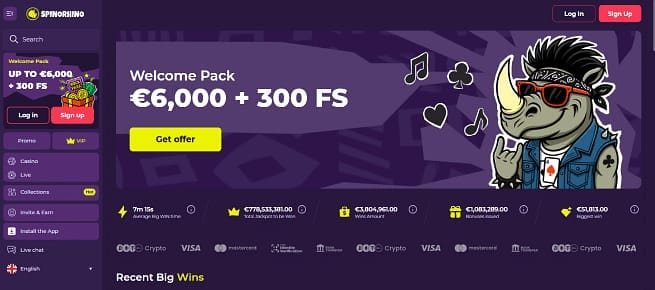 Spinorhino Bonus ohne Einzahlung – Einzahlungen und Auszahlungen: Methoden und Wartezeiten